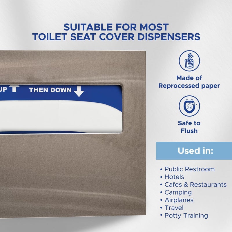 Medpride Eco-Friendly Bathroom Protector Sheets - Septic Safe-Disposable Toilet Seat Covers [Pack of 250] - Flushable Toilet Seat Covers For Travel & Public Restrooms- White half-fold liners - Image 4